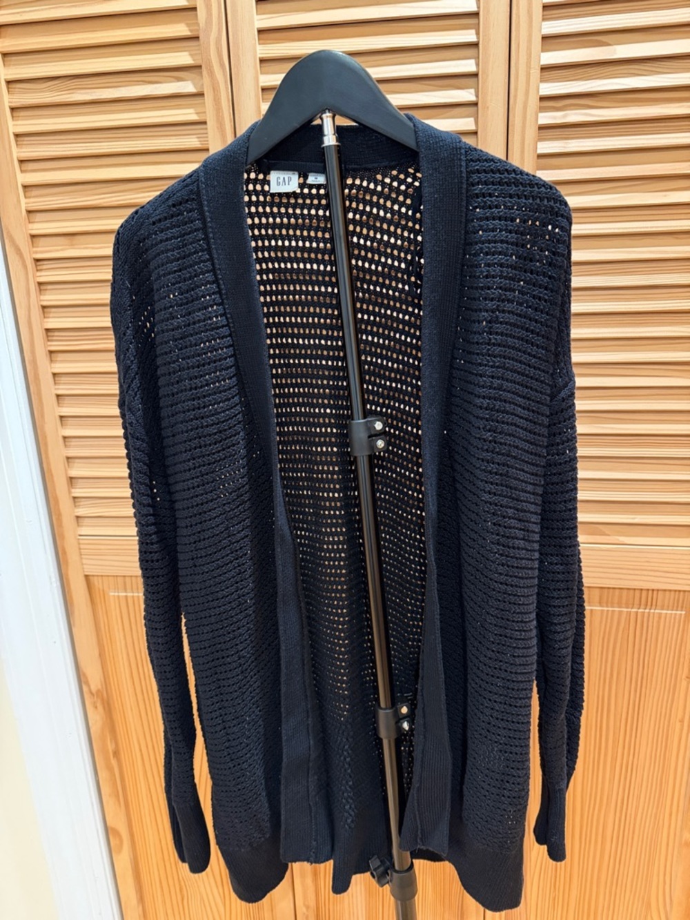GAP Black Open-Weave Long Cardigan